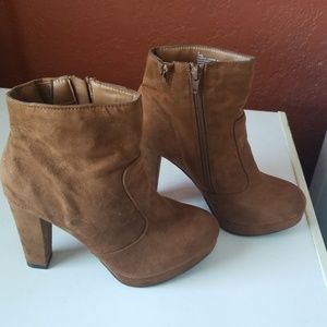 Faux suede booties